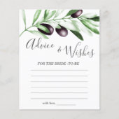 アドバイスとウィッシュズオリーブブライダルシャワーゲーム (正面)