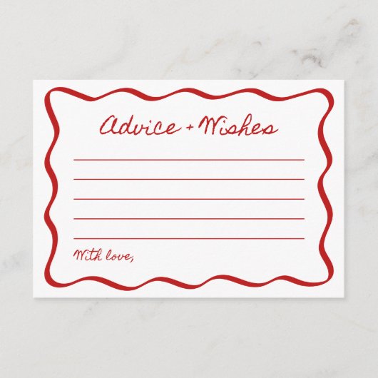 アドバイスとウィッシュブライダルシャワーゲームの波打縁どち エンクロージャーカード (正面)