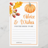 アドバイスとウィッシュ秋パンプキンブライダルシャワーゲーム (正面)