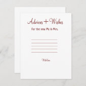 アドバイスとウィッシュ結婚式のカップルの名前を追加 ノートカード (正面/裏面)