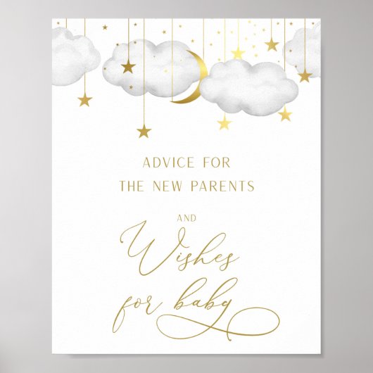 アドバイスとウィッシュ赤ちゃんシャワーのサイン ポスター (正面)