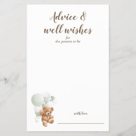 アドバイスとウィッシュSage Teddy Bearベビーシャワー チラシ