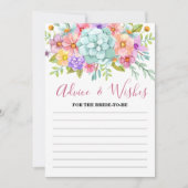 アドバイスとウィーズカラフルフローラブライダルゲームカード 招待状 (正面)