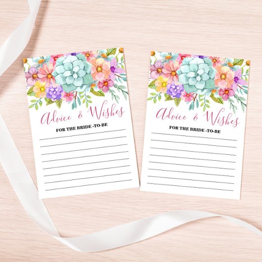 アドバイスとウィーズカラフルフローラブライダルゲームカード 招待状