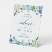 アドバイスとウェルウィッシュブルーアジサイフローラ 台座サイン (正面)