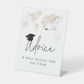 アドバイスとウェルウィッシュ世界地図の旅行卒業 台座サイン (正面)