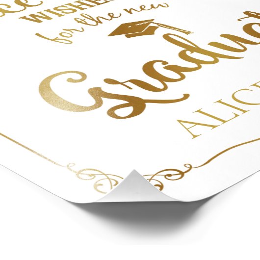 アドバイスとウェルウィッシュ卒業パーティーのサイン金ゴールド フォトプリント            (角)