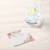 アドバイスとウェルウィッシュ、ピンクの水色の花 スクエアペーパーコースター (インサイチュ)