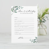 アドバイスとウェルウィッシュ – ブライダルシャワーゲーム シーズンカード (スタンド正面)