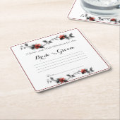 アドバイスとウェルウィッシュ、花嫁と花婿 スクエアペーパーコースター (アングル)