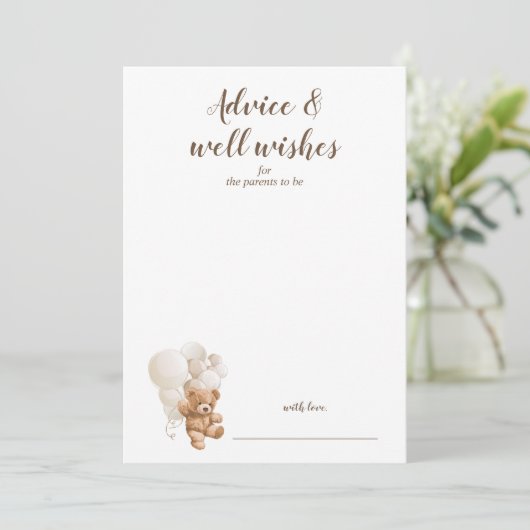 アドバイスとウェルウィッシュTeddy Bearベビーシャワーカード サンキューカード (スタンド正面)