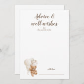 アドバイスとウェルウィッシュTeddy Bearベビーシャワーカード サンキューカード (正面/裏面)