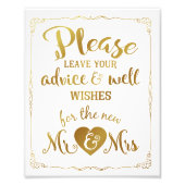 アドバイスとウェルズパーティーのサイン結婚金ゴールド フォトプリント            (正面)