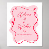 アドバイスとニューリウェッドのレトロピンクレッドへの願い ポスター (正面)