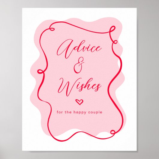 アドバイスとニューリウェッドのレトロピンクレッドへの願い ポスター (正面)