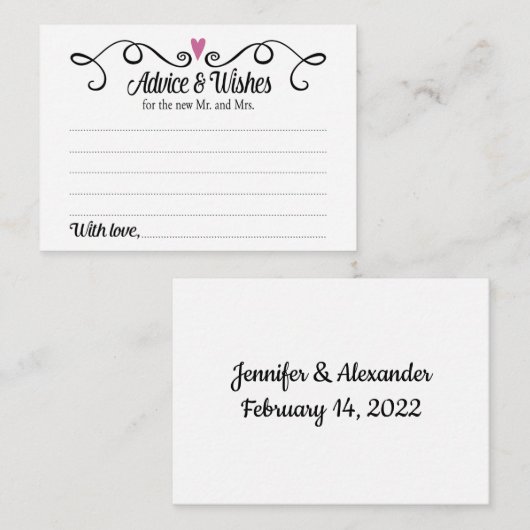 アドバイスとミセス・ウェディングカードのご要望 アドバイスカード (正面/裏面)