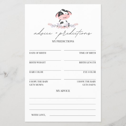 アドバイスと予測カウピンクの赤素朴ちゃんシャワー チラシ (正面)