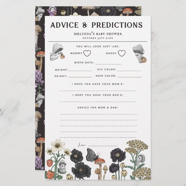 アドバイスと予測ハロウィーン赤ちゃんシャワーゲーム (正面/裏面)