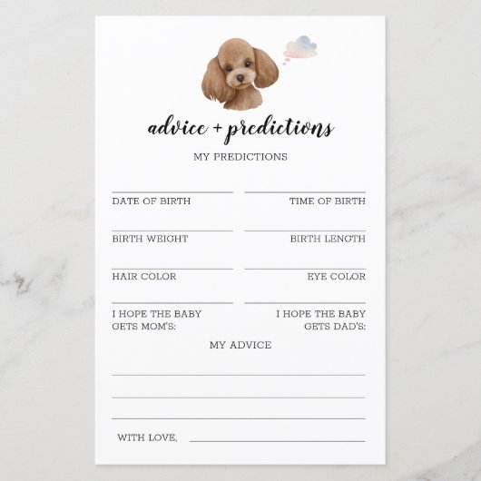 アドバイスと予測プードル玩具ベビーシャワーゲーム (正面)