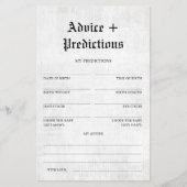 アドバイスと予測ベビーシャワーゲーム新聞 チラシ (正面)