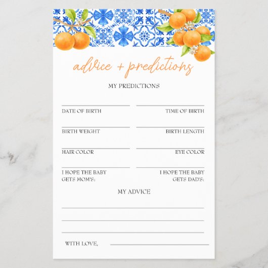 アドバイスと予測 |リトルかわいこちゃんベイビーシャワー チラシ (正面)