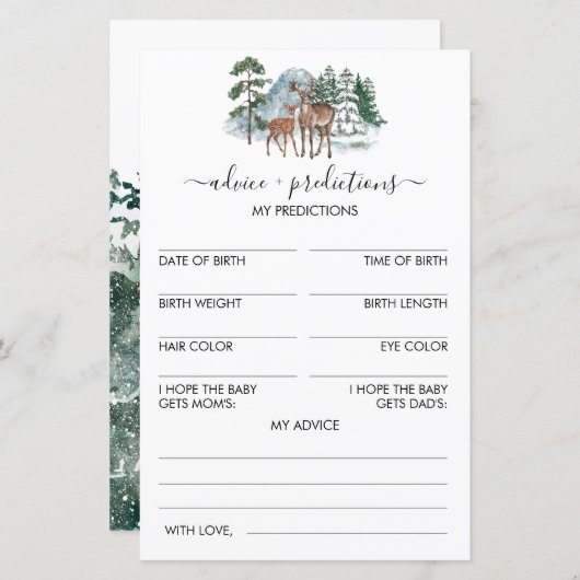 アドバイスと予測Winter Baby Shower Game (正面/裏面)