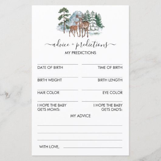アドバイスと予測Winter Baby Shower Game (正面)