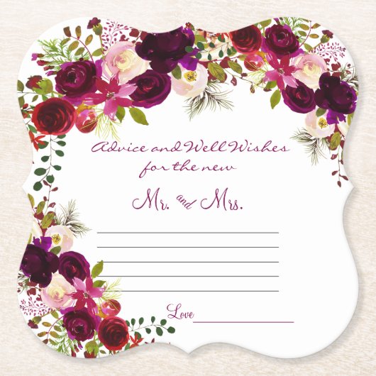 アドバイスと井戸の願い、水色ブルゴーニュ ペーパーコースター (正面)