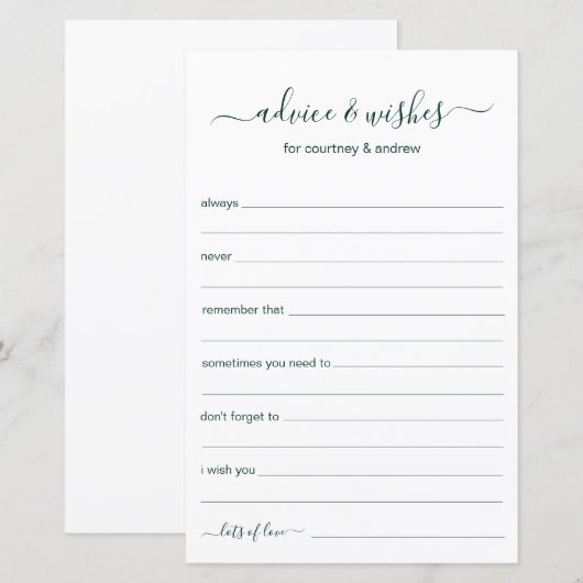 アドバイスと希望 (正面/裏面)