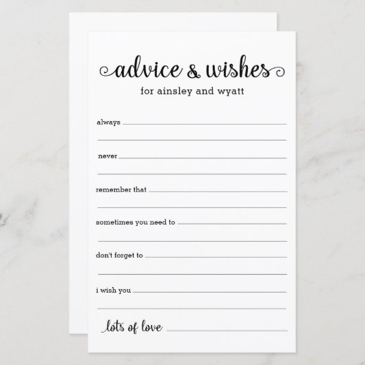 アドバイスと希望 (正面/裏面)