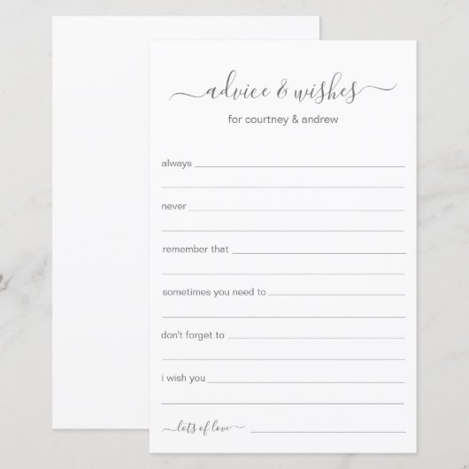 アドバイスと希望 (正面/裏面)