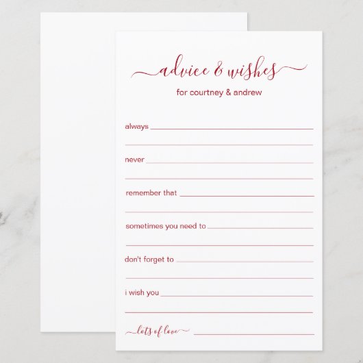 アドバイスと希望 (正面/裏面)