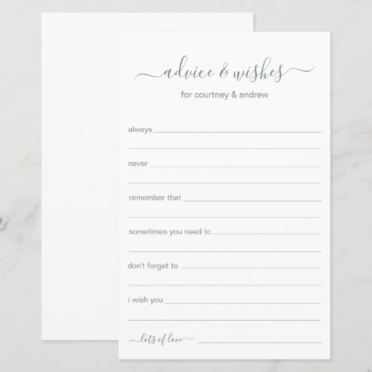 アドバイスと希望 (正面/裏面)