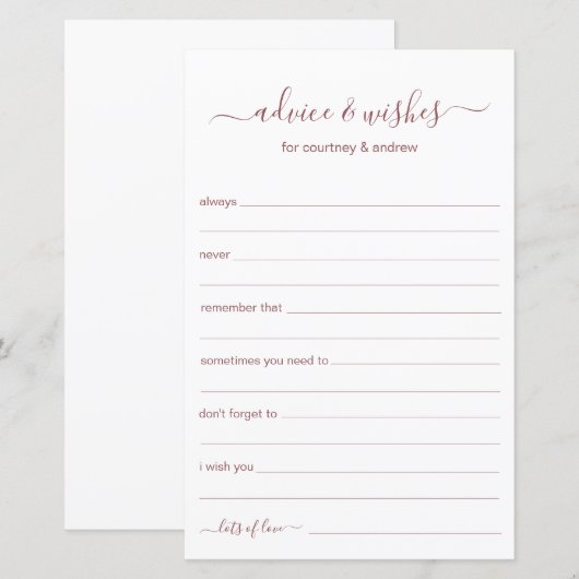 アドバイスと希望 (正面/裏面)