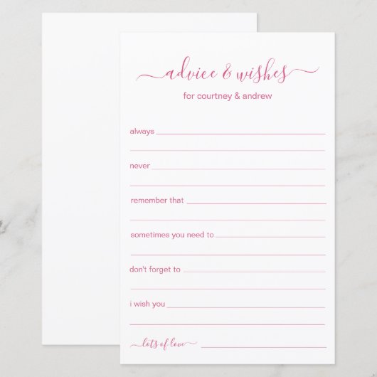 アドバイスと希望 (正面/裏面)