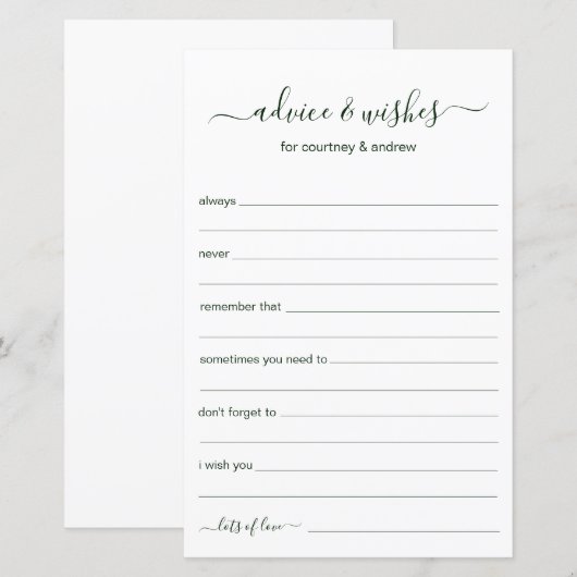 アドバイスと希望 (正面/裏面)