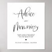 アドバイスと思い出かわいい書道ブライダルシャワー ポスター (正面)