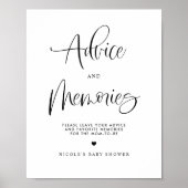 アドバイスと思い出かわいい書道赤ちゃんシャワー ポスター (正面)