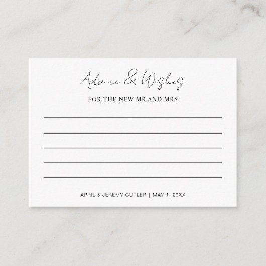 アドバイスと新しいミセス・ゲームの願い エンクロージャーカード (正面)