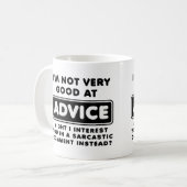 アドバイスと皮肉の面白いTシャツ コーヒーマグカップ (正面左)
