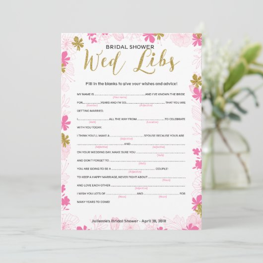 アドバイスと花嫁シャワーゲームへの願い アドバイスカード (スタンド正面)