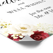 アドバイスと願い事のサイン 赤白 花 ポスター (角)