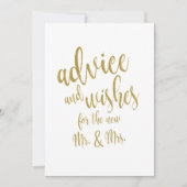 アドバイスと願い ゴールド お手頃 ウェディングサイン 招待状 (正面)