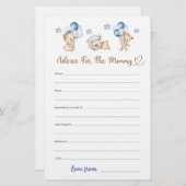 アドバイスのためのママのテディベア男の子の赤ちゃんシャワー (正面/裏面)