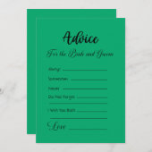 アドバイスのための新郎新婦のジェイドグリーン 招待状 (正面/裏面)