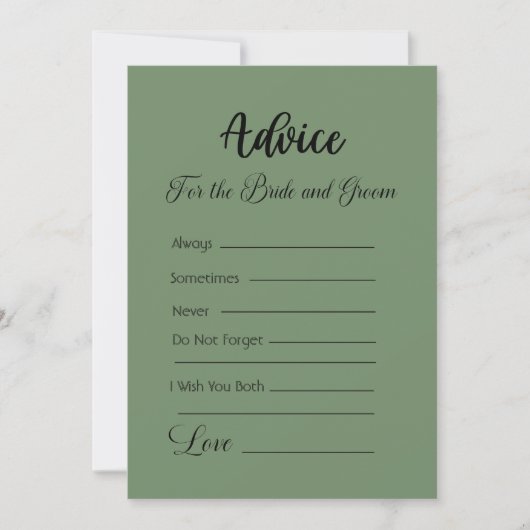 アドバイスのための新郎新婦のセージ緑 招待状 (正面)