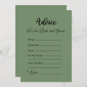 アドバイスのための新郎新婦のセージ緑 招待状 (正面/裏面)