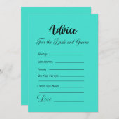 アドバイスのための新郎新婦ターコイズブルー 招待状 (正面/裏面)