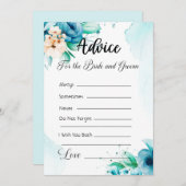 アドバイスのための新郎新婦ブルーモダンフローラ 招待状 (正面/裏面)