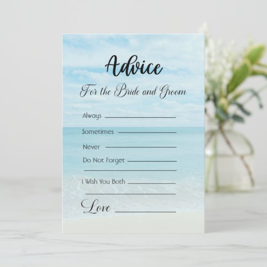 アドバイスのための新郎新婦ブルー海ビーチ 招待状 (スタンド正面)